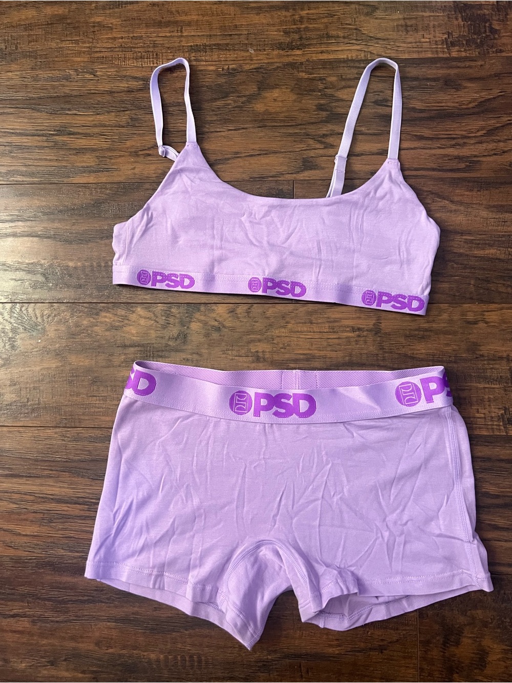 PSD Lavender Logo Bralette & Boxer Short Set